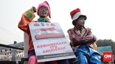 Acara yang digelar di Lapangan Monumen Nasional, Jakarta Pusat ini mengambil tema 'Merajut Persatuan dalam Kebhinekaan dan Millennial Safety Road'. (CNN Indonesia/Andry Novelino)