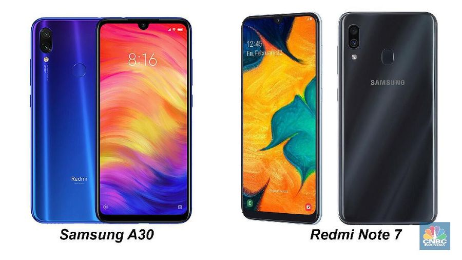 Pasar ponsel Indonesia kehadiran dua pendatang baru di kelas menengah. Kedua perangkat tersebut adalah Samsung Galaxy A30 dan Redmi Note 7.