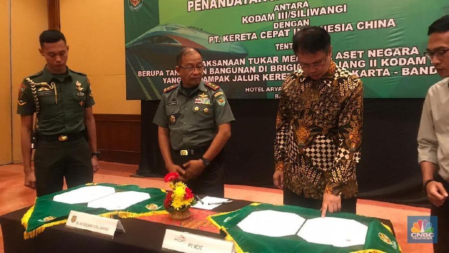 Proyek kereta cepat melintasi lahan milik Kodam Siliwangi seluas 2,7 hektar di Bandung.