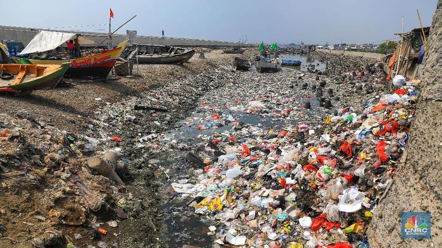 Hamparan itu membuat jalanan di pinggiran laut itu didominasi oleh sampah.