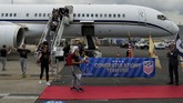 Tim Amerika Serikat tiba di Newark International Airport, New Jersey, setelah memenangkan Piala Dunia Wanita 2019. (REUTERS/Eduardo Munoz)
