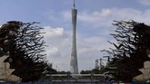Sosok Menara Kanton atau Menara Guangzhou di Guangzhou, Guangdong, China. (ANTARA FOTO/Zabur Karuru)