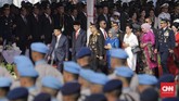 Presiden RI Jokowi mengapresiasi pencapaian Wajar Tanpa Pengecualian (WTP) atas Polri dari BPK, serta berharap sinergitas TNI - Polri dapat ditingkatkan dalam upaya menghadapi berbagai tantangan tugas yang semakin kompleks. (CNN Indonesia/Adhi Wicaksono)