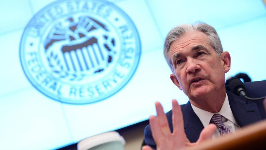 Federal Reserve Chairman Jerome Powell testifies during a House Financial Services Committee hearing on
