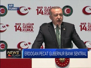 Erdogan Tegaskan Pemecatan Gubernur Bank Sentral