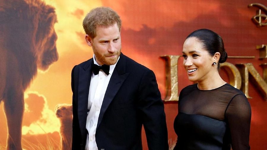 Britain's Prince Harry and Meghan, Duchess of Sussex attend the European premiere of