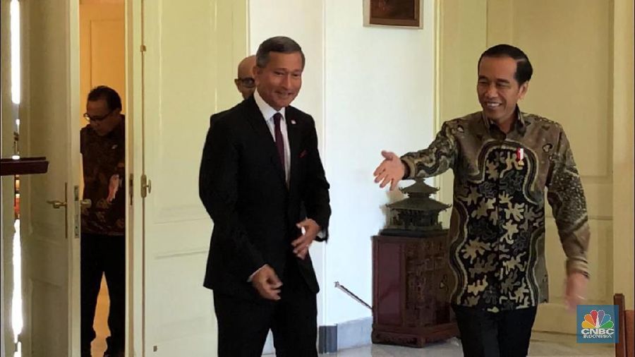 Jokowi menggelar pertemuan Menteri Luar Negeri Singapura Vivian Balakhrisnan dan delegasi di Istana Kepresidenan Bogor