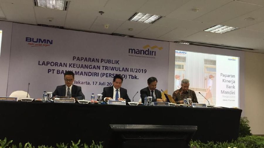 PT Bank Mandiri (Persero) Tbk (BMRI) melaporkan laba bersih pada kuartal I-2019.