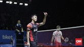 Ke perempat final Indonesia Open 2019 membuat Jonatan Christie menyamai pencapaian di edisi 2015 dan 2016. Di perempat final Jonatan akan menghadapi tunggal putra Taiwan, Chou Tien-chen. (CNN Indonesia/Adhi Wicaksono)