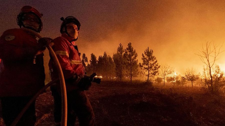 Sekitar 1800 petugas pemadam kebakaran dikerahkan untuk memadamkan api di kawasan Portugal tengah pada hari Minggu (22/07)