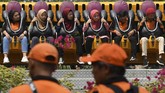 Pasukan Oranye diajak berwisata ke Dufan sebagai bentuk penghargaan kepada mereka. (Antara Foto/ Wahyu Putro A)