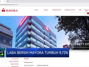 Laba Bersih Mayora Tumbuh 9,73%