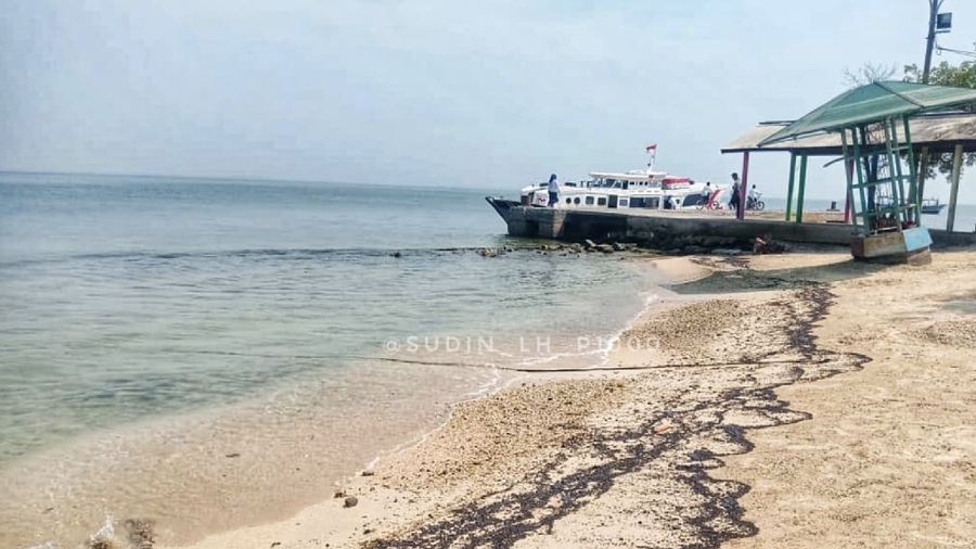Pesisir pantai dan laut Pulau Untung Jawa, Kepulauan Seribu terkena Limbah PEK (dok. Sudin Lingkungan Hidup P-1000 via instagram @sudin_lh_p1000)