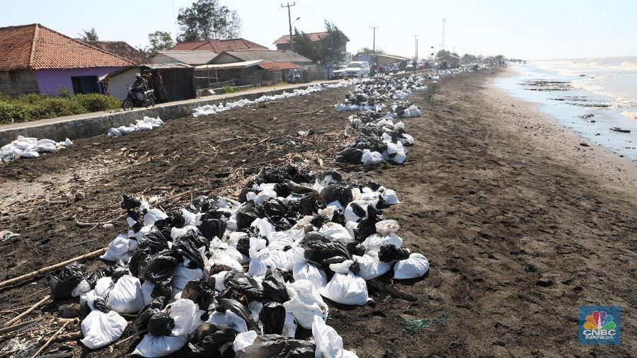 Masuk pekan ke-enam sejak insiden terjadi, tumpahan minyak Pertamina di pantai Karawang kini capai 39 ribu barel dan 5 juta karung 