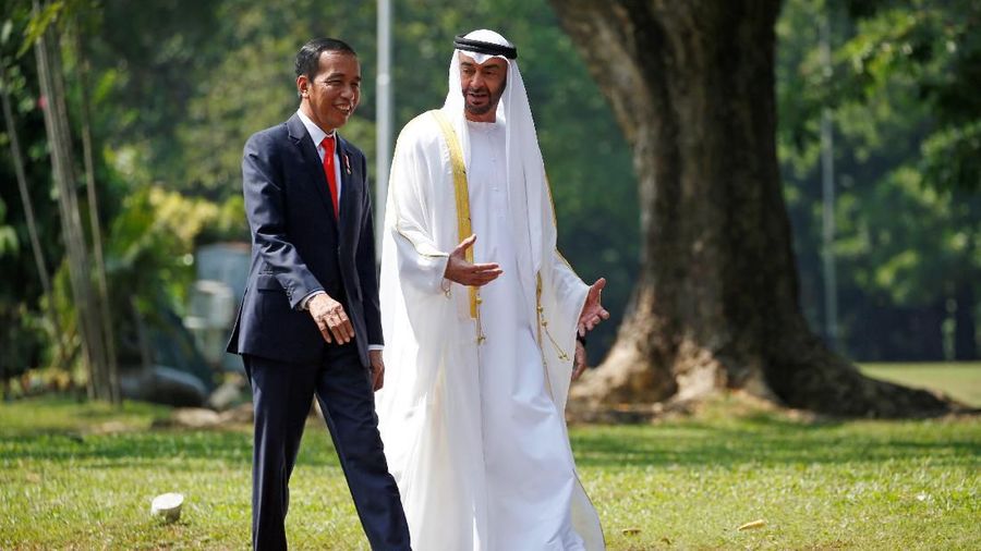Jokowi dan Putra Mahkota Abu Dhabi Sheikh Mohamed Bin Zayed Al Nahyan menggelar pertemuan bilateral di Istana Bogor, Rabu (24/07)