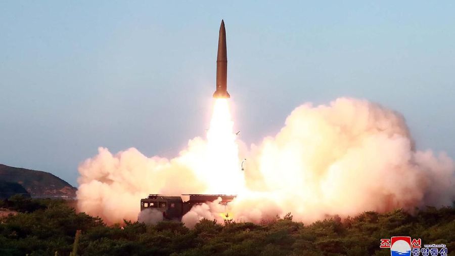 A view of North Korea's missile launch on Thursday, in this undated picture released by North Korea's Central News Agency (KCNA) on July 26, 2019.  KCNA/via REUTERS ATTENTION EDITORS - THIS IMAGE WAS PROVIDED BY A THIRD PARTY. REUTERS IS UNABLE TO INDEPENDENTLY VERIFY THIS IMAGE. NO THIRD PARTY SALES. SOUTH KOREA OUT.     TPX IMAGES OF THE DAY