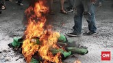 Dalam tuntutannya, pendemo meminta manajemen Gojek membuka suspensi mitra Goride yang masih bisa ditoleransi.(CNN Indonesia/Andry Novelino)