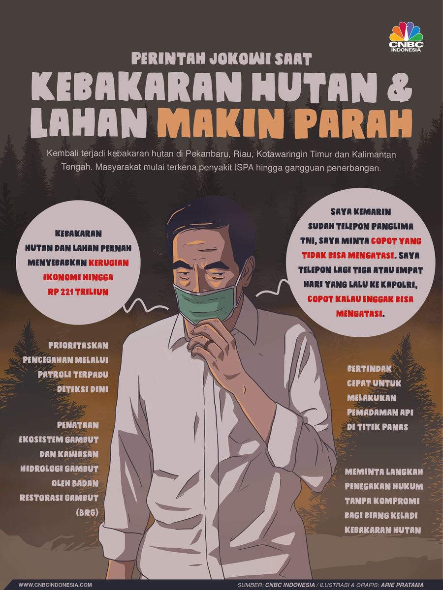 Kebakaran Hutan Makin Parah, Simak 4 Perintah Jokowi Kebakaran hutan dan lahan di sejumlah daerah di Tanah Air semakin parah.