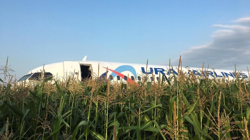 Pendaratan darurat maskapai asal Rusia di landasan tanah rumput.