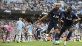 Lucas Moura membobol gawang Ederson hanya 19 detik setelah ia masuk menggantikan Harry Winks pada menit ke-56, skor sama kuat 2-2. (AP Photo/Rui Vieira)