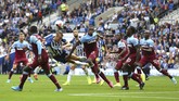 Brighton & Hove Albion harus puas berbagi satu poin dengan West Ham United karena kedua tim hanya bermain imban 1-1 pada pekan kedua Liga Inggris. (Gareth Fuller/PA via AP)