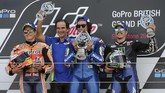 Suzuki untuk kali kedua meraih kemenangan di Sirkuit Silverstone, Inggris, pada era MotoGP setelah yang pertama direbut Maverick Vinales pada 2016. (AP Photo/Rui Vieira)