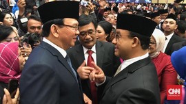 Kehangatan Ahok, Djarot, Anies, dan Lulung saat Berjumpa