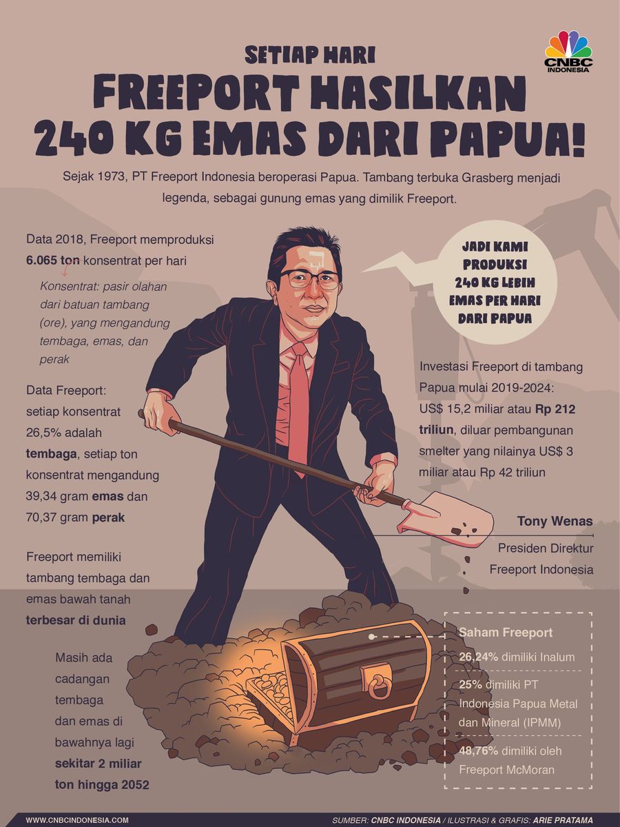 Bos Freeport sebut setiap hari perusahaan menggali sebanyak 240 kilogram emas dari bumi Papua 