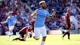 Manchester City bangkit dengan kemenangan 3-1 atas Bournemouth di Stadion Vitality setelah di pekan sebelumnya ditahan imbang Tottenham Hotspur 2-2. Sergio Aguero tampil apik dengan sumbangan dua golnya. (Adam Davy/PA via AP)