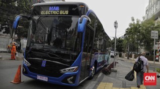 FOTO: Uji Coba Bus Listrik di Jakarta