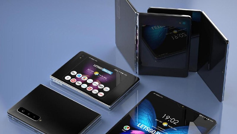 Sebuah situs LetsGoDigital memperlihatkan sebuah desain ponsel pengganti Samsung Galaxy Fold yaitu Samsung Galaxy Fold 2.