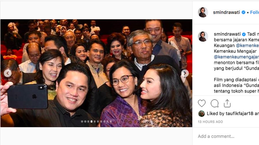 Giliran Menteri Keuangan Sri Mulyani yang nonton bareng Gundala 