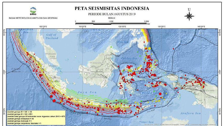 Peta Seismisitas Indonesia Perioden Bulan Agustus 2019 (twitter @infoBMKG)