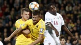 Gelandang timnas Portugal William Carvalho mencetak gol penutup bagi skuat asuhan Fernando Santos ke gawang Lithuania. Pemain Real Betis ini menggetarkan gawang lawan memanfaatkan umpan Ruben Dias. (AP Photo/Mindaugas Kulbis)