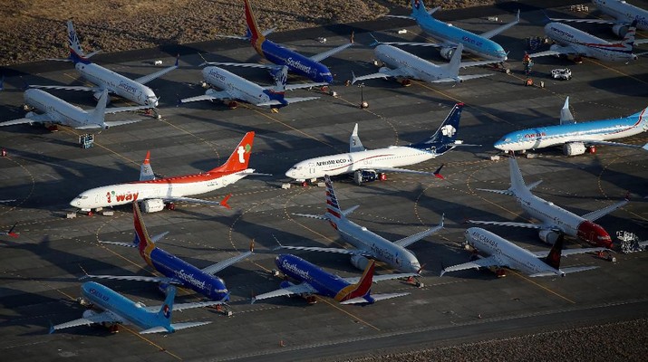An aerial photo shows Boeing 737 MAX aircraft at Boeing facilities at the Grant County International Airport in Moses Lake, Washington, September 16, 2019. REUTERS/Lindsey Wasson