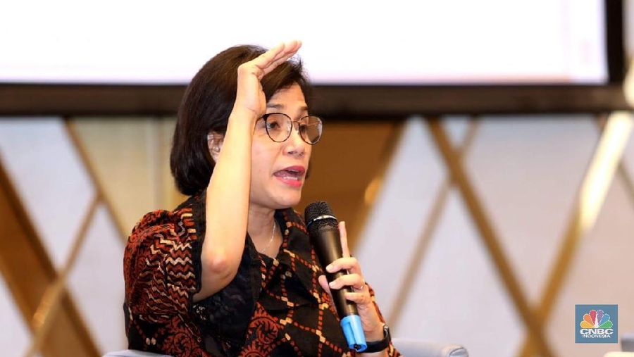 Menteri Keuangan Sri Mulyani di acara Rapat Koordinasi Nasional Kamar Dagang dan Industri Indonesia (Kadin) Bidang Properti 2019. (CNBC Indonesia/Muhammad Sabki)