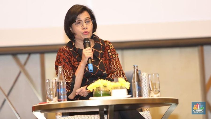 Menteri Keuangan Sri Mulyani di acara Rapat Koordinasi Nasional Kamar Dagang dan Industri Indonesia (Kadin) Bidang Properti 2019. (CNBC Indonesia/Muhammad Sabki)