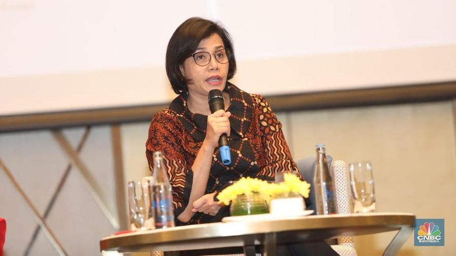 Menteri Keuangan Sri Mulyani di acara Rapat Koordinasi Nasional Kamar Dagang dan Industri Indonesia (Kadin) Bidang Properti 2019. (CNBC Indonesia/Muhammad Sabki)