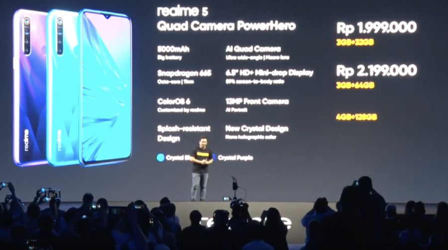 Realme memperkenalkan dua gawainya yaitu realme 5 dan realme 5 pro yang resmi meluncur di Indonesia