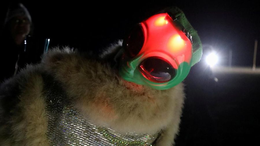 Attendees wear space travel and alien themed costumes as an influx of tourists responding to a call to 'storm' Area 51, a secretive U.S. military base believed by UFO enthusiasts to hold government secrets about extra-terrestrials, is expected in Rachel, Nevada, U.S. September 19, 2019. REUTERS/Jim Urquhart     TPX IMAGES OF THE DAY