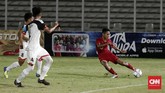 Meski menang telak atas Brunei, Indonesia harus puas menempati posisi kedua klasemen Grup G karena kalah produktivitas gol dari China. (CNNIndonesia/Safir Makki)