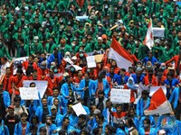 Penampakan Ribuan Mahasiswa Saat Geruduk Gedung DPR/MPR