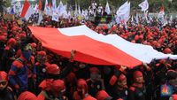 Ini Massa Buruh Demo 2 Oktober Yang Mulai Padati Sekitar DPR