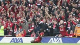Liverpool baru mampu mencetak gol pada menit ke-40 melalui tendangan mendatar Sadio Mane memanfaatkan assist James Milner. (AP Photo/Jon Super)
