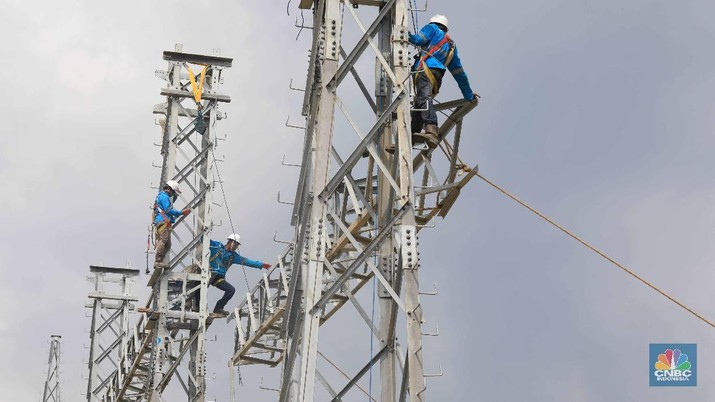 Progres Pembangunan Gardu Induk 150 kV Smelter. CNBC Indonesia/Muhammad Sabki