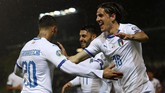 Italia menjalani perubahan besar di bawah Roberto Mancini. Setelah gagal lolos Piala Dunia, Italia kini jadi tim yang patut diwaspadai di Piala Eropa 2020. (STEFAN WERMUTH / AFP)
