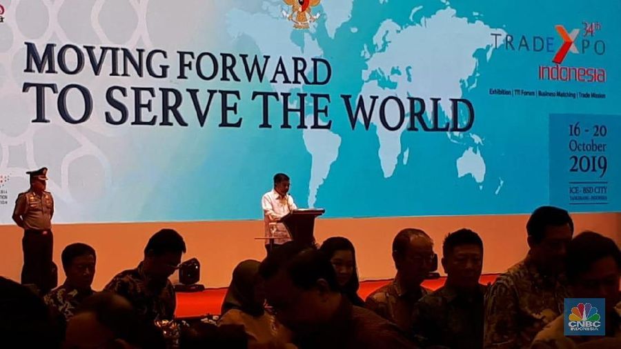 JK menyampaikan pesan-pesan perpisahan saat membuka Trade Expo Indonesia.
