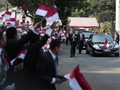 Konvoi Jokowi Dikawal Moge dan Mobil Mewah 'Pelat Merah'