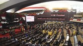 Selain dihadiri anggota MPR, tamu negara dan mantan pejabat tinggi negara termasuk Susilo Bambang Yudhoyono dan Megawati Soekarnoputri hadir dalam acara ini. (ANTARA FOTO/Akbar Nugroho Gumay/pras)