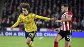 Arsenal dipaksa menyerah 0-1 dari tim promosi Sheffield United berkat gol tunggal Lys Mousset pada menit ke-30. (AP Photo/Rui Vieira)